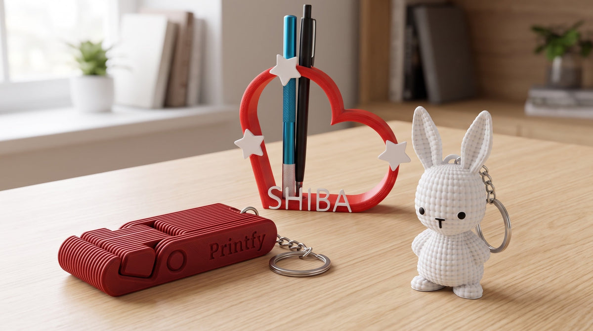 3-in-1 Personalized Desk Setup Combo (Custom Name Pen Stand + Folding Phone Stand + Keychain)